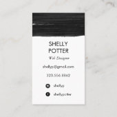 Black Brushstroke Minimal Chic Modern Design Business Card (Back)