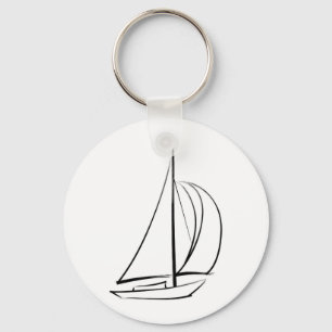 Black Brushstroke Sailboat Keychain