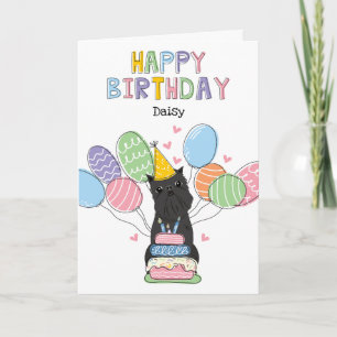 Black Brussels Griffon Cropped Ears Birthday Card