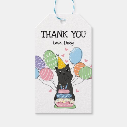 Black Brussels Griffon Dog Birthday Favor Gift Tags