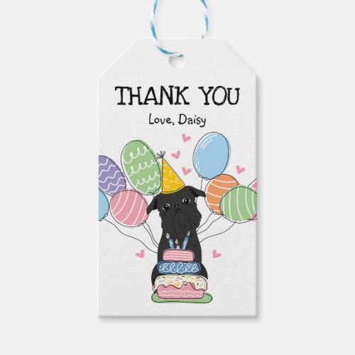 Black Brussels Griffon Dog Birthday Favor Gift Tags