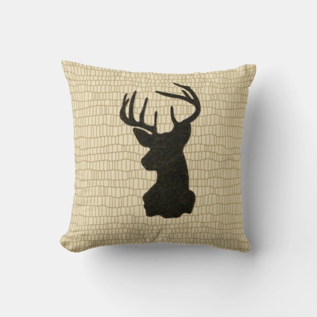 Black Buck on Reptile Look Throw Pillow (Front)