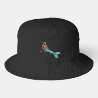 black bucket hat mermaid design