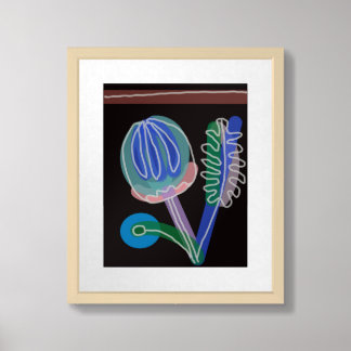 Black Bud tropical framed drawing by Kim Krech Art