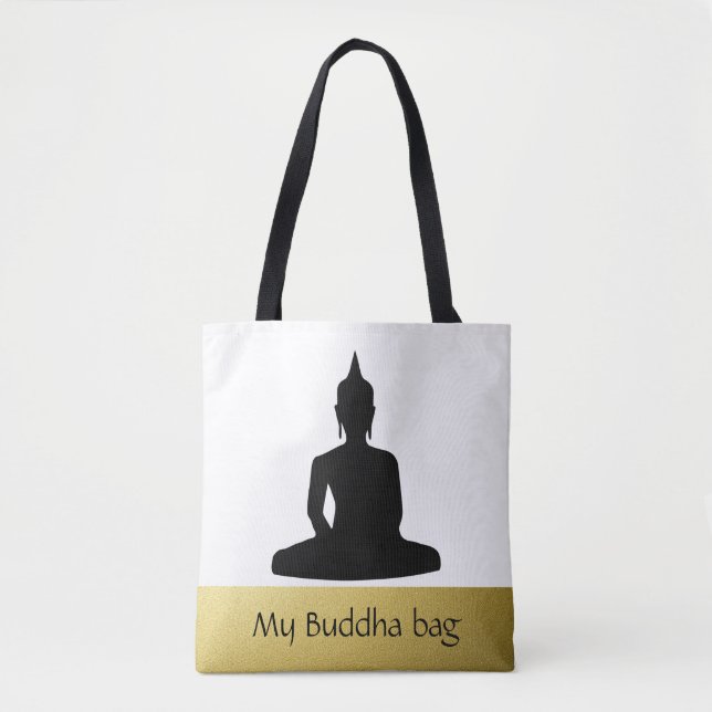 Black Buddha Gold Personalized Tote Bag (Front)