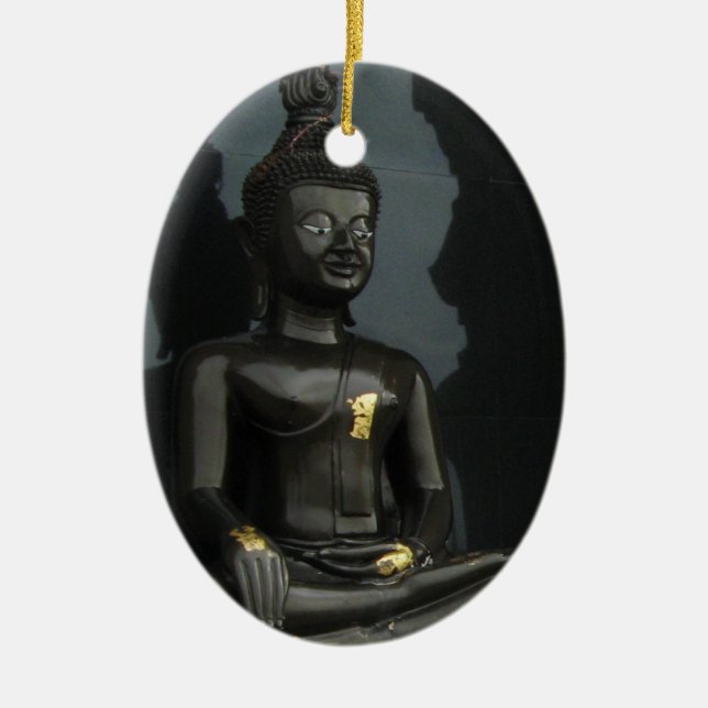 Black Buddha ... Nong Khai, Isaan, Thailand Ceramic Ornament (Front)