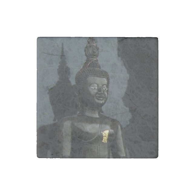 Black Buddha ... Nong Khai, Isaan, Thailand Stone Magnet (Front)