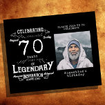 Black Budget 70th Birthday Invitation Flyer<br><div class="desc">Celebrate the golden age of your loved one's life with this budget-friendly 70th birthday invitation flyer! Featuring a vintage-style design, this invite will be the perfect way to commemorate turning 70. Customize with a special photo of your loved one and your own special message, and let your guests know it's...</div>