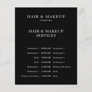 Black Budget Wedding Hair Makeup Timeline Flyer