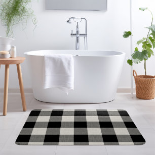 Black Buffalo Check Modern Farmhouse Bathroom Mat