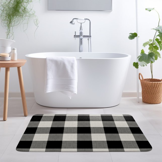 Black Buffalo Check | Modern Farmhouse Bathroom Mat (Creator Uploaded)