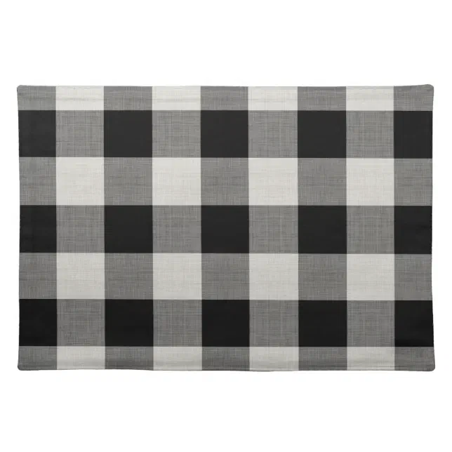 Black Buffalo Check Modern Farmhouse Cloth Placemat Zazzle