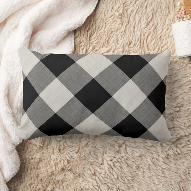 Black Buffalo Check | Modern Farmhouse Lumbar Pillow (Blanket)