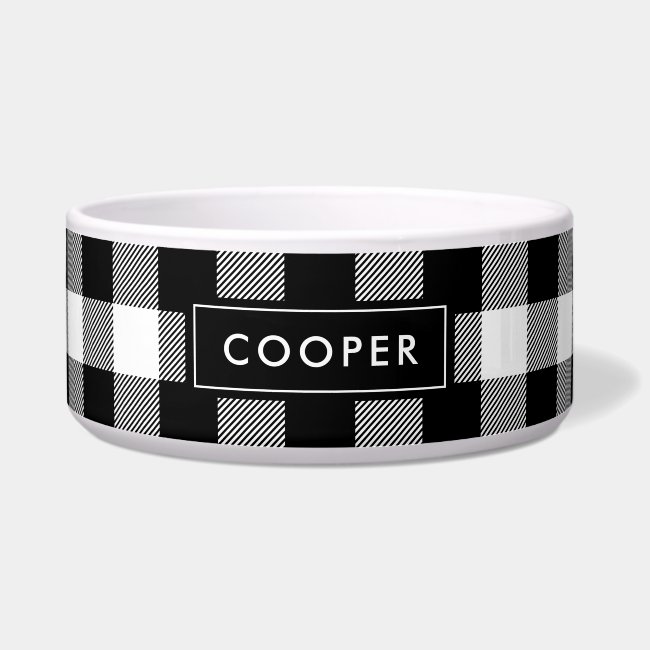 Black Buffalo Check Monogram | Editable Colors Bowl