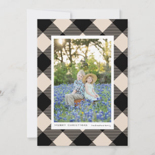 Black Buffalo Check Plaid on Cream Photo Holiday