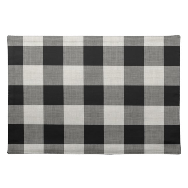 Black Buffalo Check Woven Cotton Cloth Placemat (Front)