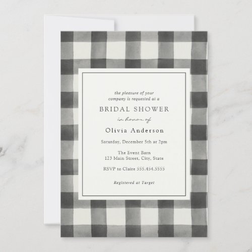 Black Buffalo Plaid Bridal Shower Invitation