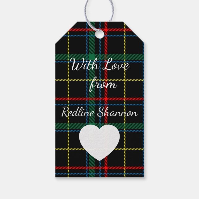  Black Buffalo Plaid Christmas Gift Tags (Front)