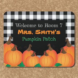 Black Buffalo Plaid Fall Teacher Classroom Door Sign