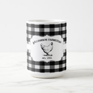 Black Buffalo Plaid Farm Chicken Coffee Mug