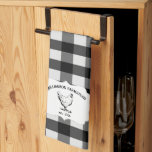 Black Buffalo Plaid Farm Chicken Kitchen Towel<br><div class="desc">Add a rustic touch to your kitchen with this Black Buffalo Plaid Farm Chicken Kitchen Towel. Kitchen towel design features this charming farm animal on an elegant tag and custom text for you to personalize with your family name against a gingham pattern background. Additional home decor items available with this...</div>