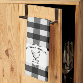 Black Buffalo Plaid Farm Chicken Kitchen Towel