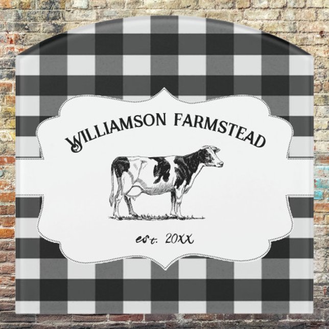 Black Buffalo Plaid Farm Cow Door Sign (Black Buffalo Plaid Farm Cow Door Sign)