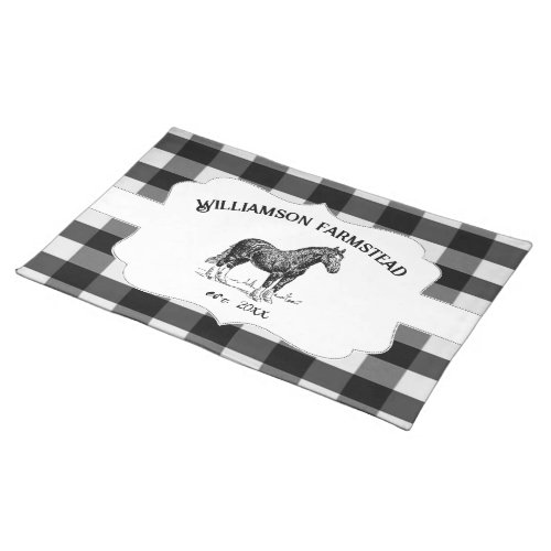 Black Buffalo Plaid Farm Horse Cloth Placemat