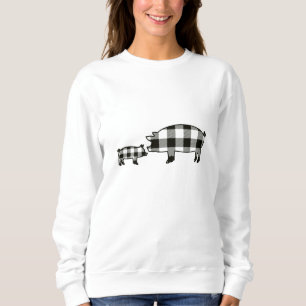 Black Buffalo Plaid Farm Sweatshirt with pigs