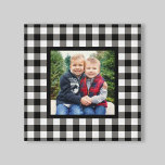 Black Buffalo Plaid Farmhouse Christmas Photo Canv Canvas Print<br><div class="desc">This farmhouse style plaid Christmas holiday wall art canvas features a custom square family photo space framed by a black and white buffalo check / plaid patterned background. Photo tip: crop your photo to a square shape prior to upload.

Photo credit: Two Fish Photography www.twofishphoto.com</div>