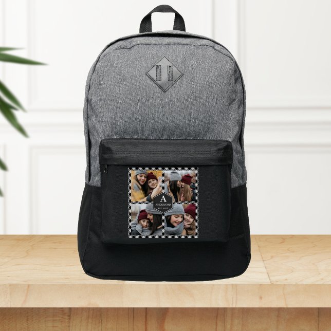 Black Buffalo Plaid Lumberjack Photo Collage Port Authority® Backpack (Creator Uploaded)