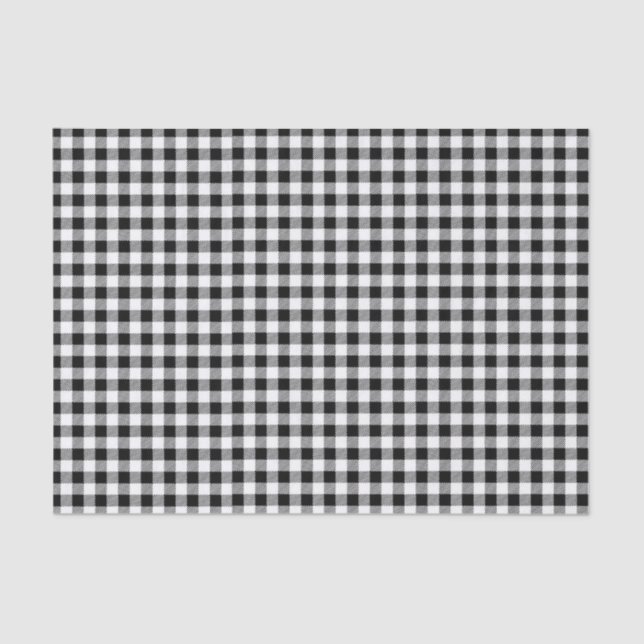 Black Buffalo Plaid Minimal Simple Check Tissue Paper (Front)