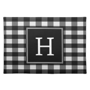 Black Buffalo Plaid Monogram Placemat
