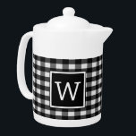 Black Buffalo Plaid Monogram Teapot<br><div class="desc">Add your initials or other text to customize this simple and rustic Buffalo Plaid Monogram Teapot. This trendy and chic teapot would make a perfect accent to your table or decor.</div>