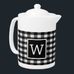 Black Buffalo Plaid Monogram Teapot<br><div class="desc">Add your initials or other text to customize this simple and rustic Buffalo Plaid Monogram Teapot. This trendy and chic teapot would make a perfect accent to your table or decor.</div>