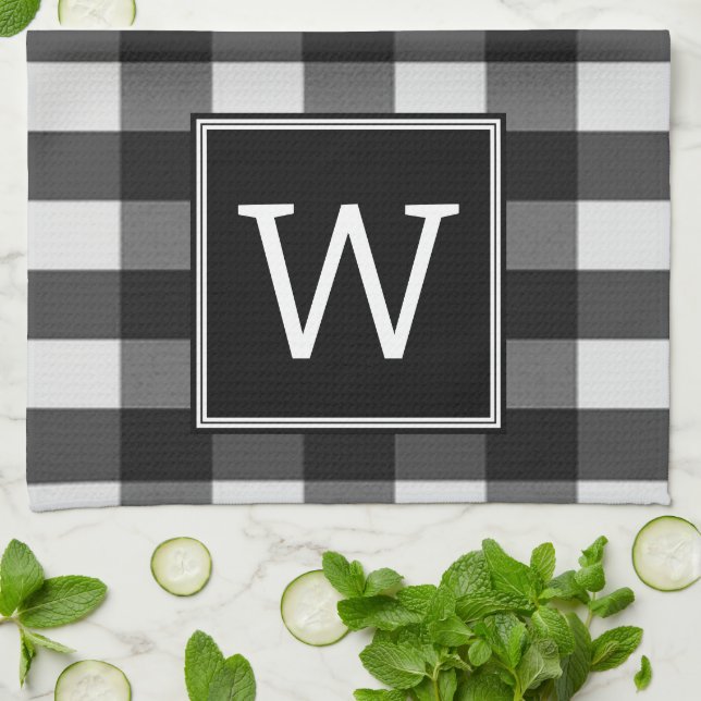 Black Buffalo Plaid Monogram Towel (Folded)