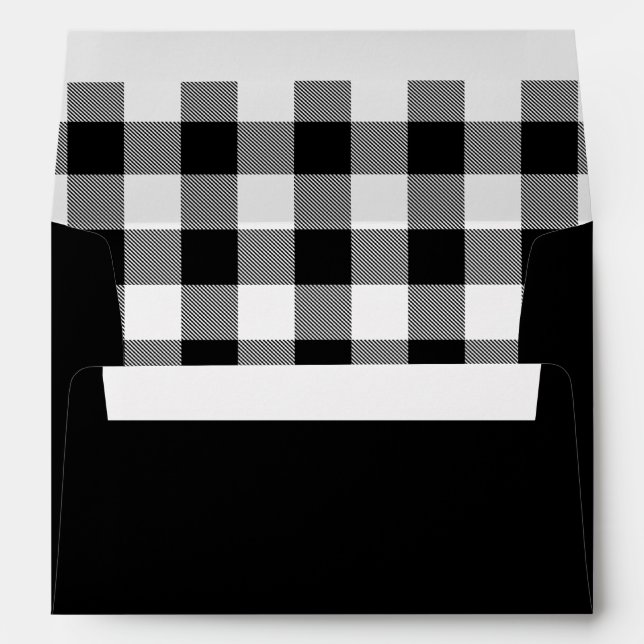 Black Buffalo Plaid Pattern Christmas Card Envelope (Back (Bottom))