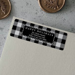 Black Buffalo Plaid Pattern Christmas Card Label<br><div class="desc">These black buffalo plaid pattern Christmas return address labels are perfect for a traditional holiday card or invitation. The design features a classic black and white buffalo plaid pattern.</div>