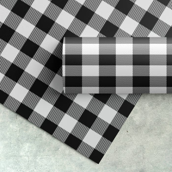 Black Buffalo Plaid Pattern Christmas Gift Wrapping Paper by ChristmasPaperCo at Zazzle
