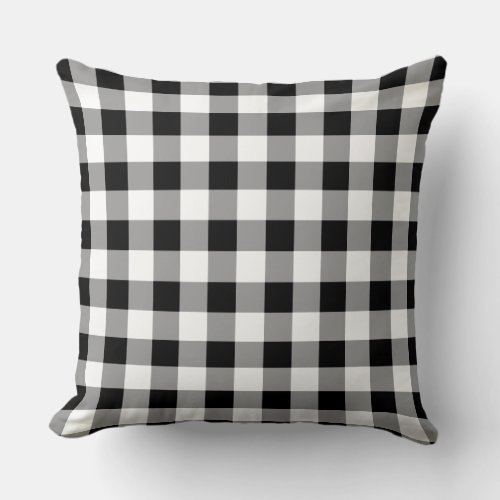 Black Buffalo Plaid Pattern Throw Pillow