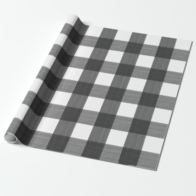 Black Buffalo Plaid Wrapping Paper (Unrolled)