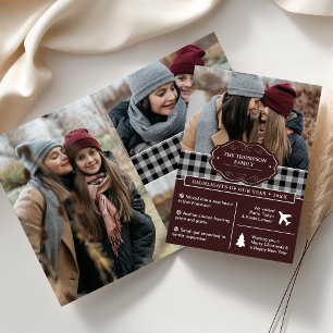 Black Buffalo Plaid Year in Review Christmas Photo Holiday Card