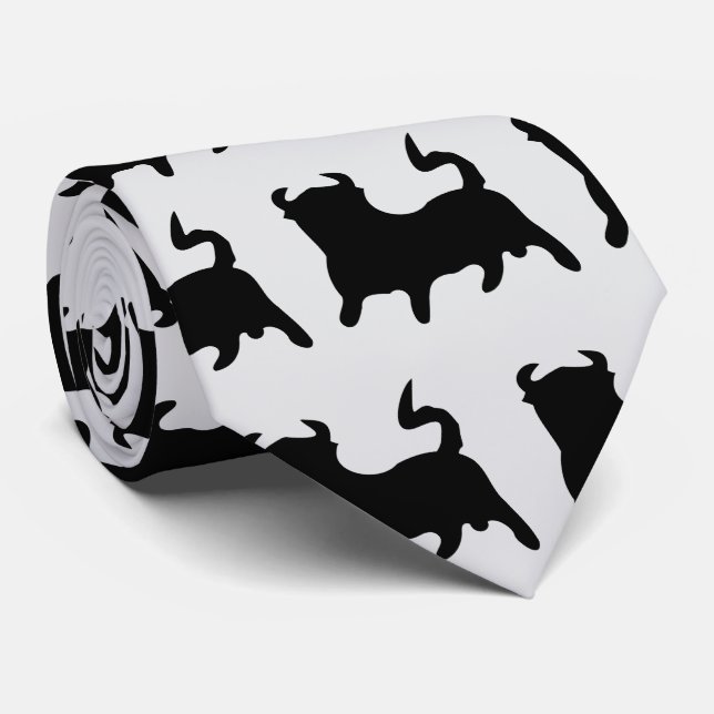 Black Bull Design Neck Tie (Rolled)