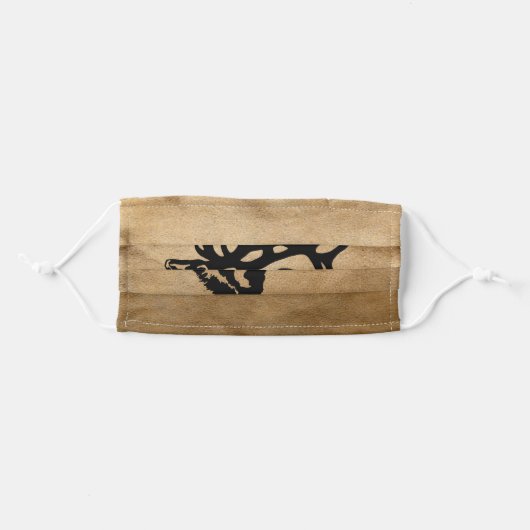 Black Bull Elk Silhouette Adult Cloth Face Mask (Front, Folded)