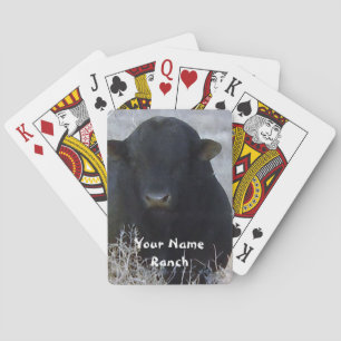 Black Bull in Tumbleweeds - Your Name Ranch Poker Cards