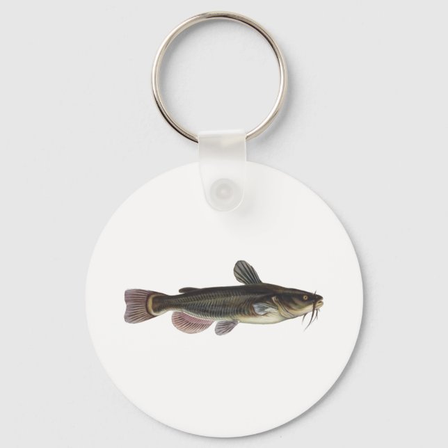 Black Bullhead Catfish Art Keychain (Front)