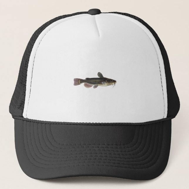 Black Bullhead Catfish Art Trucker Hat (Front)