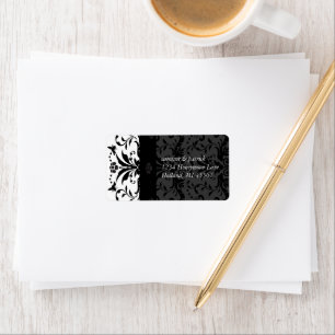 Black Bumble Bee Damask Address Labels -
