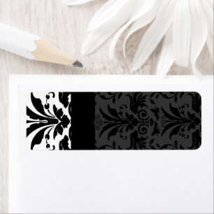 Black Bumble Bee Damask Address Labels -