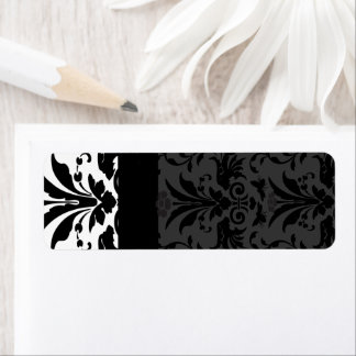 Black Bumble Bee Damask Address Labels -